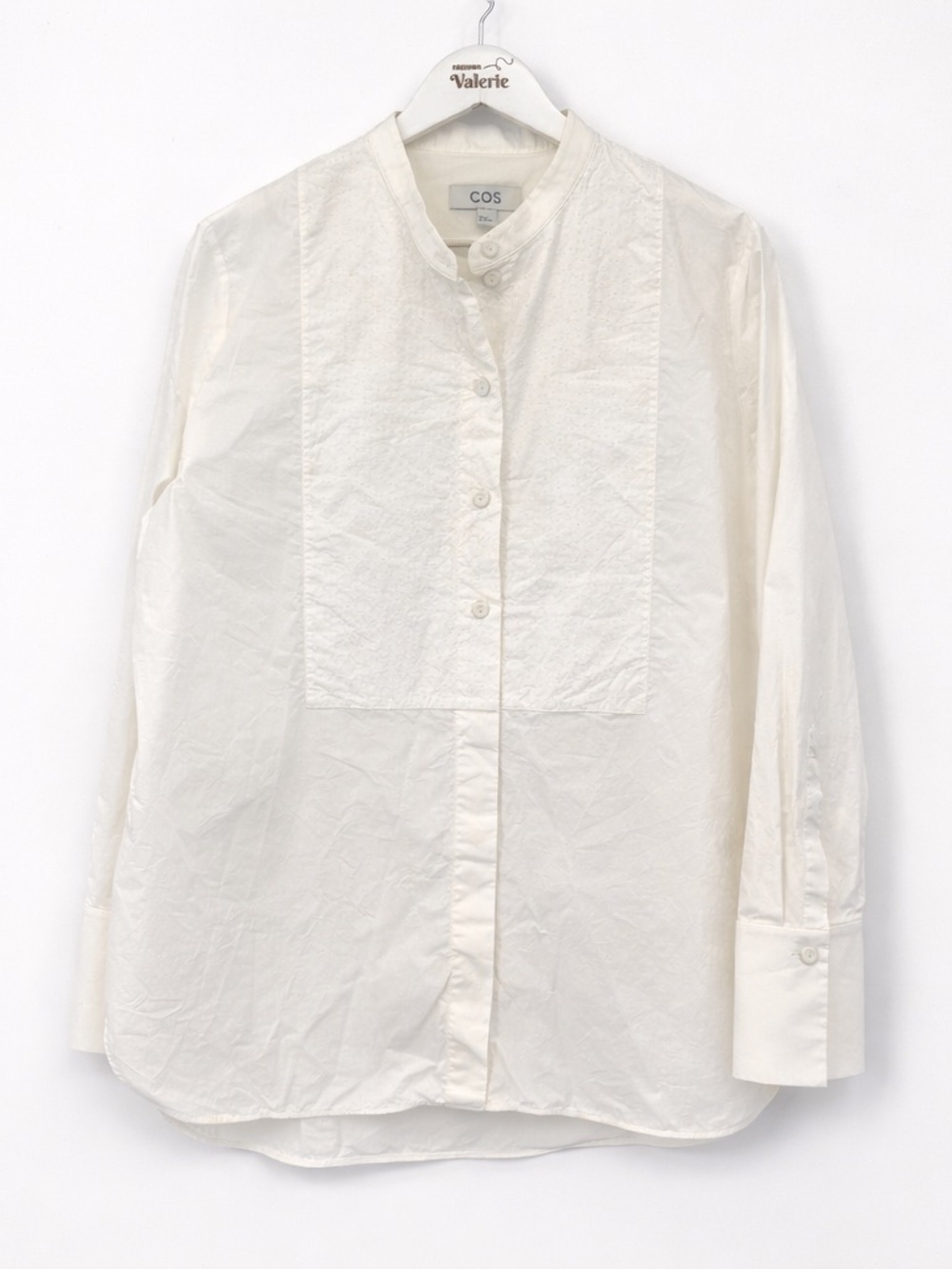 Cos White Button Down Blouse Mandarin Collar Clas… - image 1